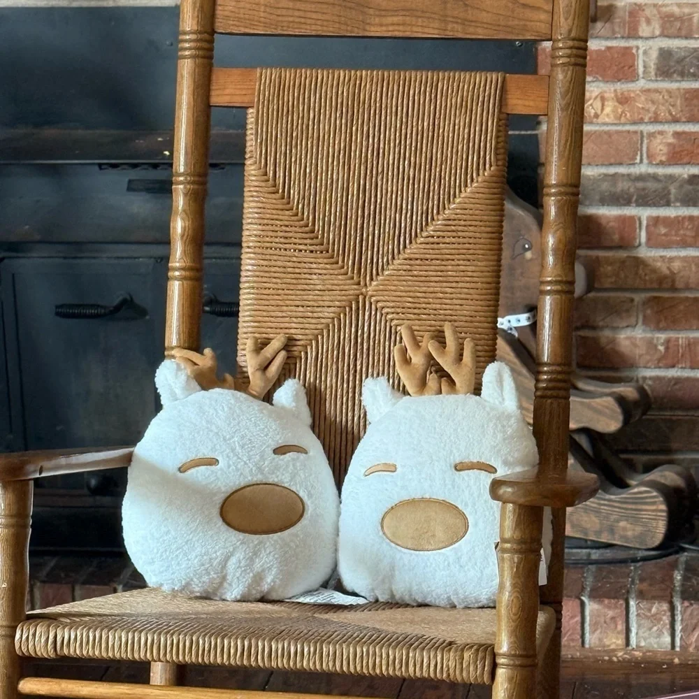 Cozy White and Brown Reindeer Decorative Pillow Set NWT
